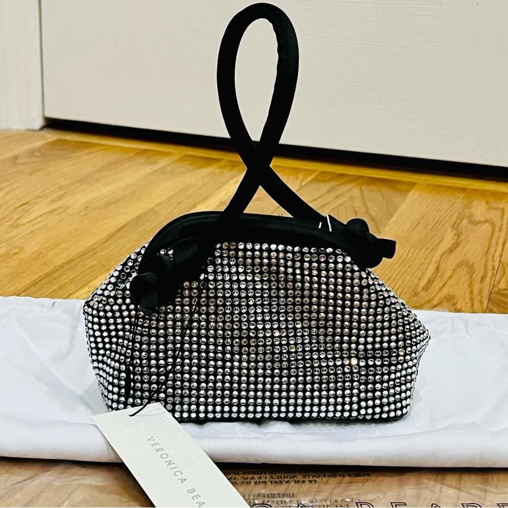 NWT FOLKLORE THE LABEL MINI CRYSTAL POUCH IN BLACK - Picture 2 of 4